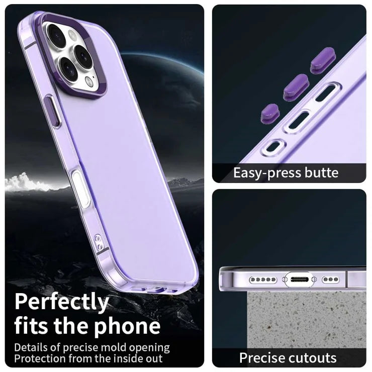 iPhone 16 Pro Case PC+TPU+PET Matte Anti-Drop Phone Back Cover - Purple