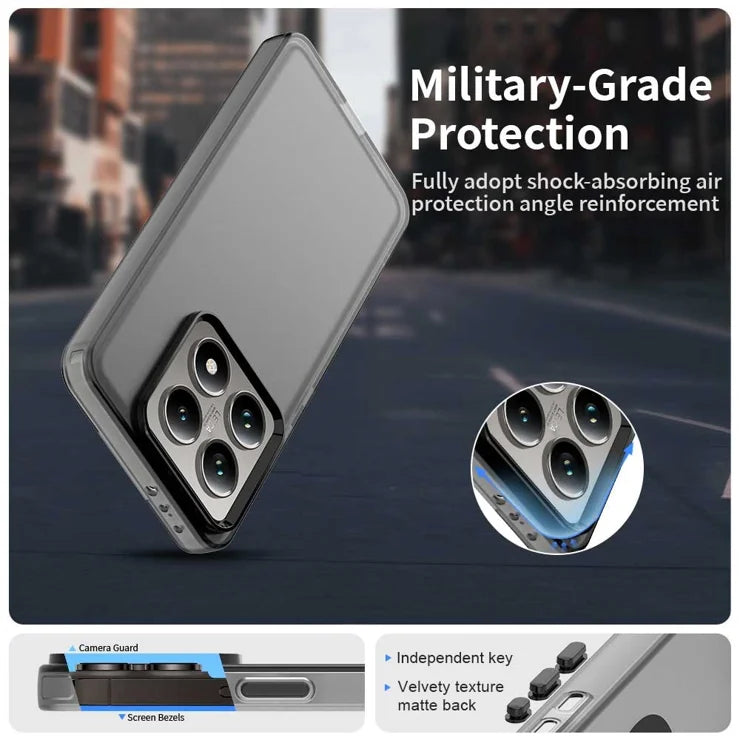 Xiaomi 14T Pro Case PC+TPU+PET Matte Anti-Drop Phone Back Cover - Black