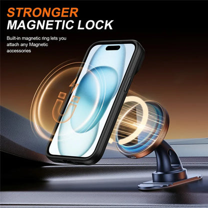 iPhone 15 Plus  /  14 Plus Ring Kickstand Slide Camera Cover TPU PC Hybrid Phone Shell - Black