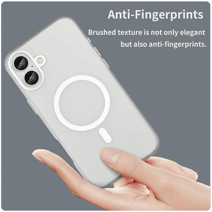 iPhone 16 Plus Case Compatible with MagSafe TPU + PC Slim Matte Translucent Phone Cover - White
