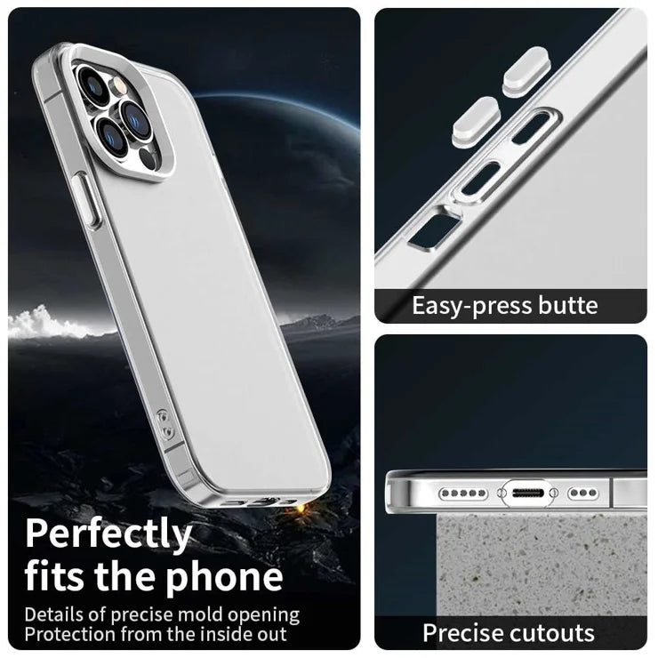 iPhone 15 Pro Case PC+TPU+PET Matte Anti-Drop Phone Back Cover - White