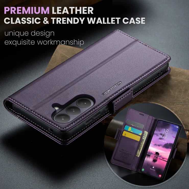 CASEME For Samsung Galaxy S26+ Case  023 Series RFID Blocking Glossy Stand Phone Cover - Purple
