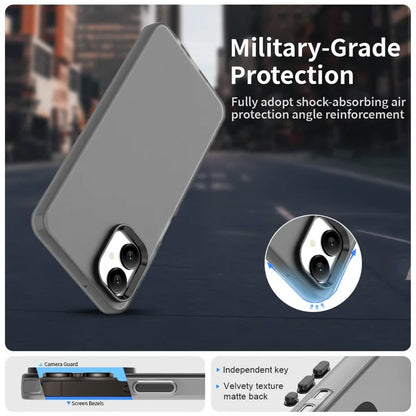 Samsung Galaxy A06 5G Case PC + TPU + PET Matte Anti-Drop Phone Back Cover - Black