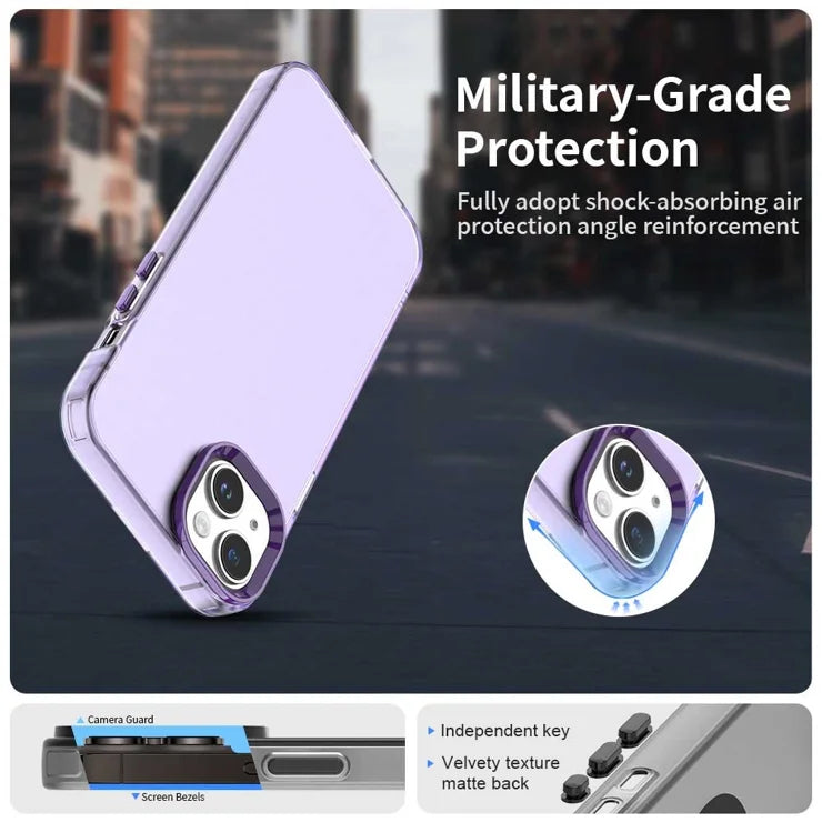 iPhone 15 Plus / 14 Plus Case PC+TPU+PET Matte Anti-Drop Phone Back Cover - Purple