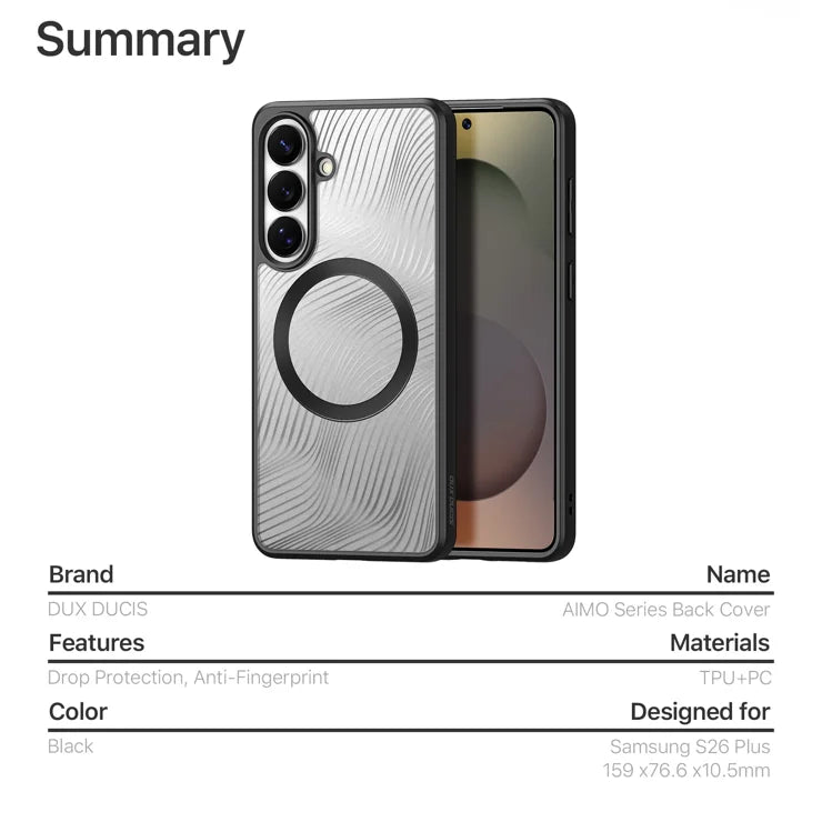 DUX DUCIS For Samsung Galaxy S26+ Magnetic Case  Aimo Series PC+TPU Slim Cover (REACH Certification) - Black