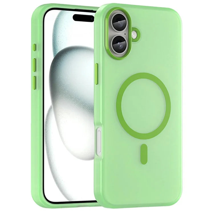 iPhone 16 Plus Case Compatible with MagSafe TPU + PC Slim Matte Translucent Phone Cover - Green
