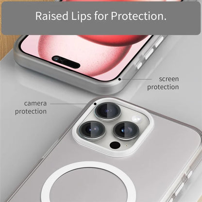 iPhone 15 Pro Case Translucent Matte Back Slim Phone Cover - White