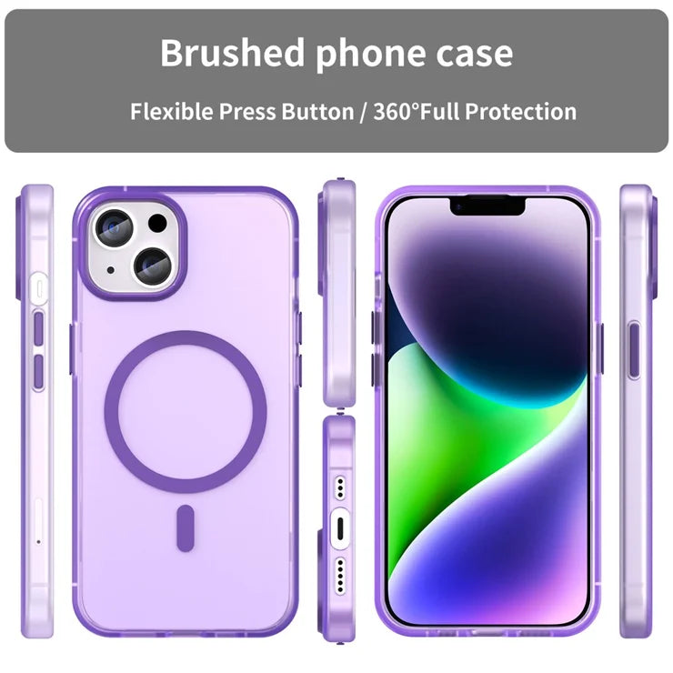 iPhone 14 Translucent Phone Case Matte Design Compatible with MagSafe Wireless Charging - Dark Purple