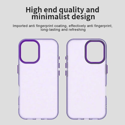 iPhone 16 Case PC+TPU+PET Matte Anti-Drop Phone Back Cover - Purple
