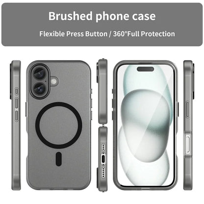 iPhone 16 Case Compatible with MagSafe TPU + PC Slim Matte Translucent Phone Cover - Black