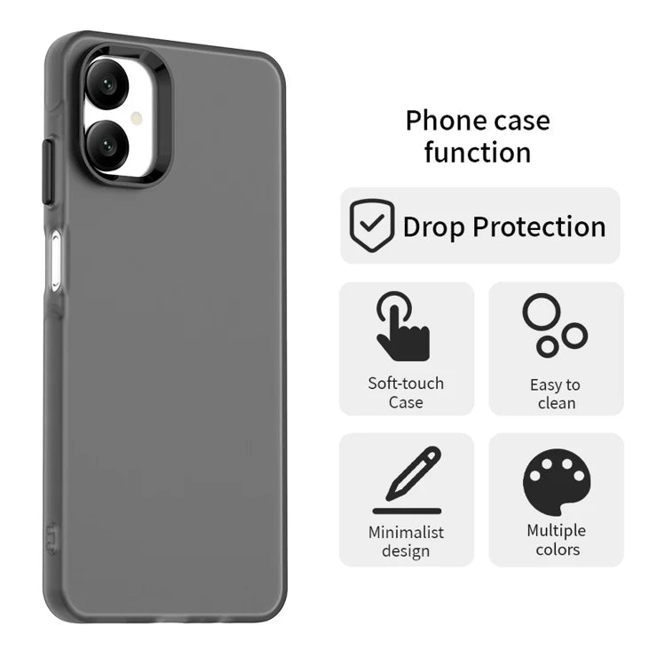 Samsung Galaxy A06 5G Case PC + TPU + PET Matte Anti-Drop Phone Back Cover - Black