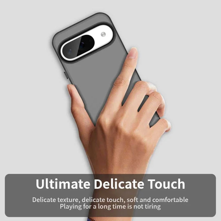 Google Pixel 9 / 9 Pro Case PC+TPU+PET Matte Anti-Drop Phone Back Cover - Black