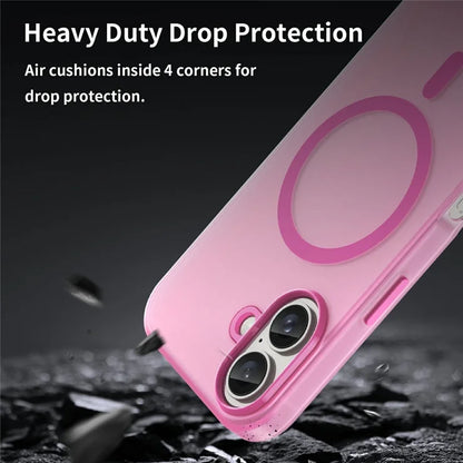 iPhone 16 Case Compatible with MagSafe TPU + PC Slim Matte Translucent Phone Cover - Pink