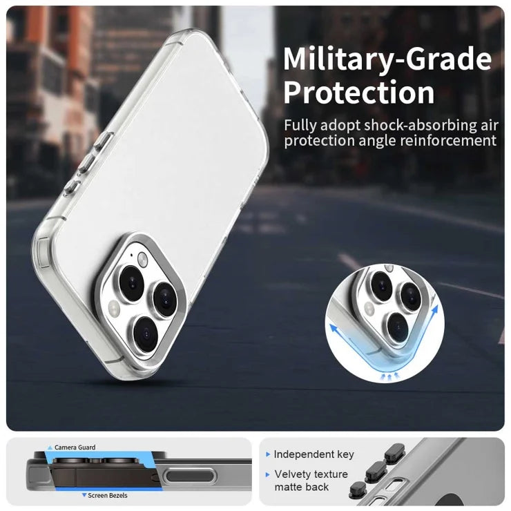 iPhone 16 Pro Case PC+TPU+PET Matte Anti-Drop Phone Back Cover - White