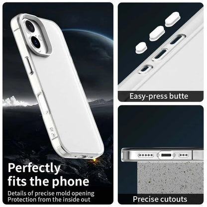 iPhone 16 Case PC+TPU+PET Matte Anti-Drop Phone Back Cover - White