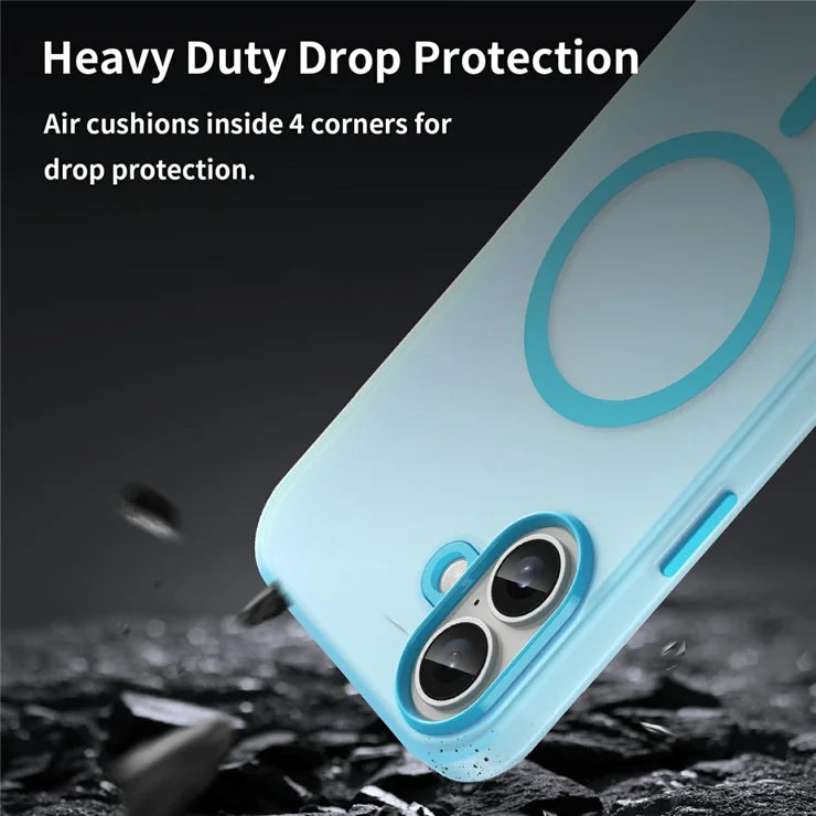 iPhone 16 Plus Case Compatible with MagSafe TPU + PC Slim Matte Translucent Phone Cover - Blue