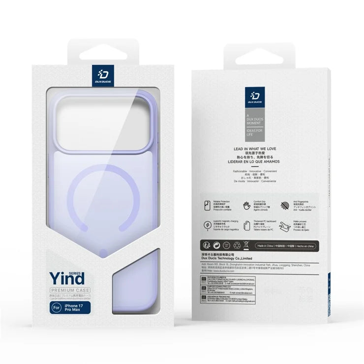 DUX DUCIS Yind Series For iPhone 17 Pro Case TPU + PC Matte Phone Cover Compatible with MagSafe - Light Purple