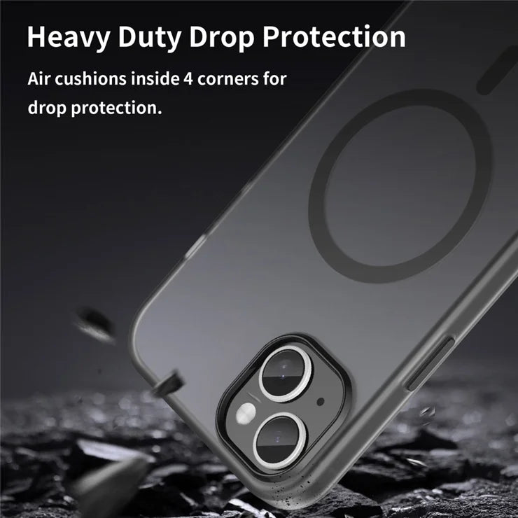 iPhone 15 Plus / 14 Plus Magnetic Case Translucent Matte Anti-Fingerprint Phone Cover - Black