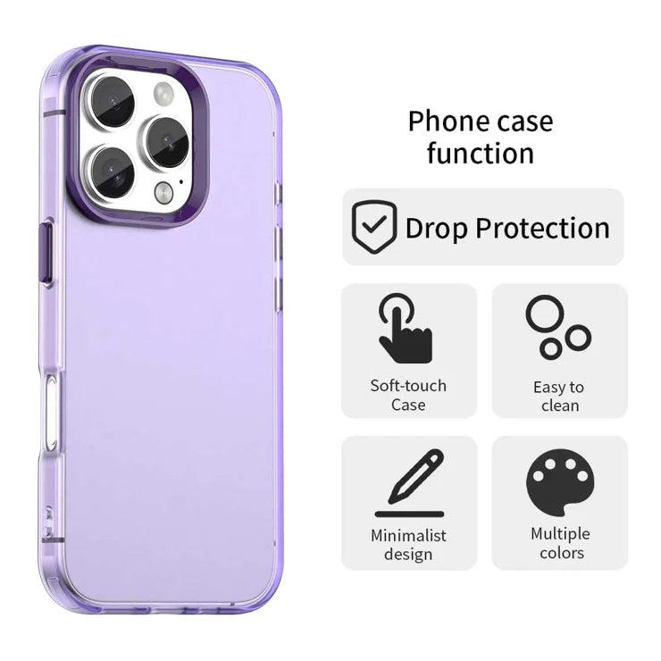 iPhone 16 Pro Max Case PC+TPU+PET Matte Anti-Drop Phone Back Cover - Purple