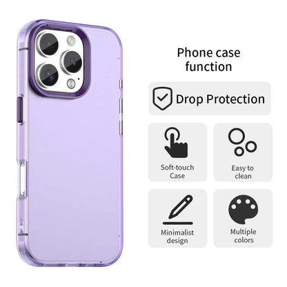iPhone 16 Pro Max Case PC+TPU+PET Matte Anti-Drop Phone Back Cover - Purple