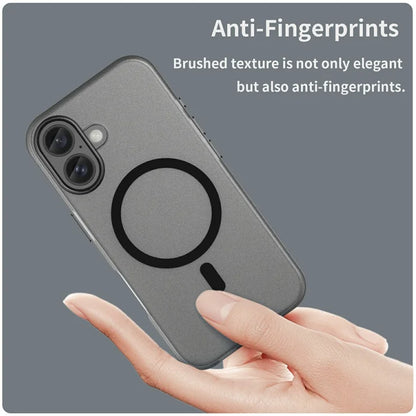iPhone 16 Case Compatible with MagSafe TPU + PC Slim Matte Translucent Phone Cover - Black