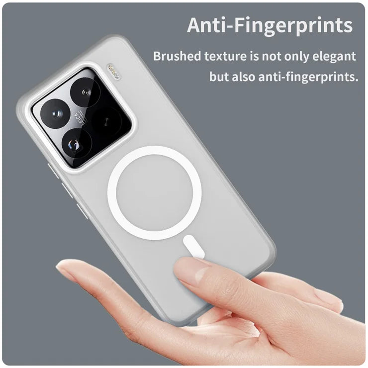 Xiaomi 15 Pro Magnetic Case TPU + PC Slim Matte Translucent Phone Cover - White