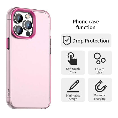 iPhone 13 Pro Max Case PC+TPU+PET Matte Anti-Drop Phone Back Cover - Pink