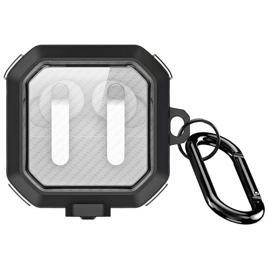 DUX DUCIS SECE -sarjan suojakotelo Samsung Galaxy Buds4 / Buds4 Pro -kuulokkeille iskunkestävällä PC + TPU -materiaalilla ja metallikoukulla - musta