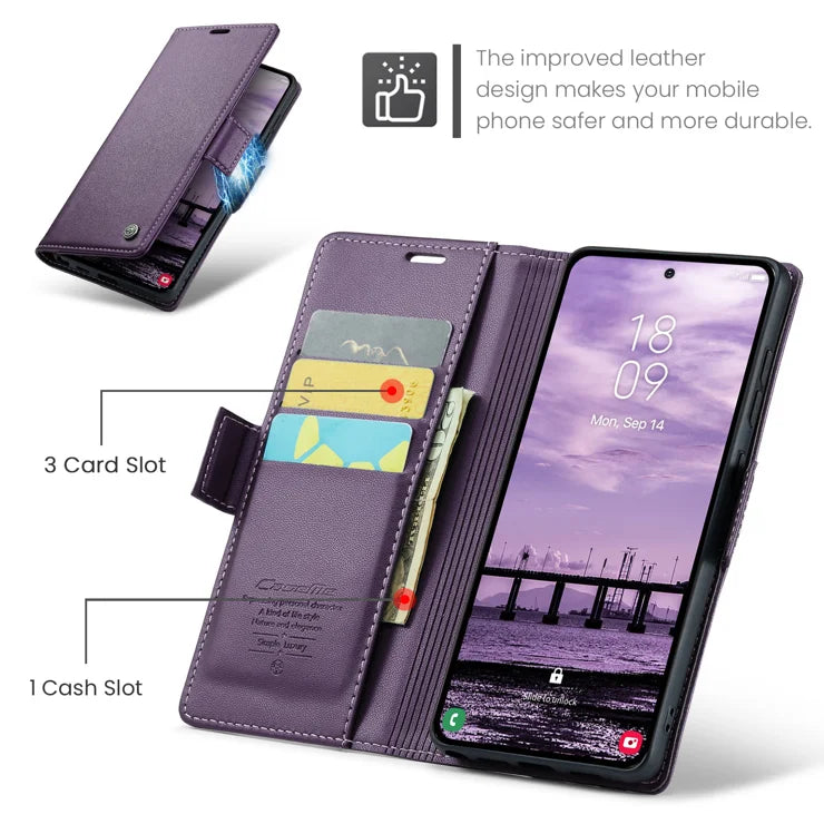 CASEME For Samsung Galaxy S26 Ultra Case 023 Series RFID Blocking Glossy Stand Phone Cover - Purple