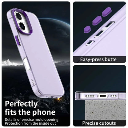 iPhone 16 Plus Case PC+TPU+PET Matte Anti-drop Phone Back Cover - Purple