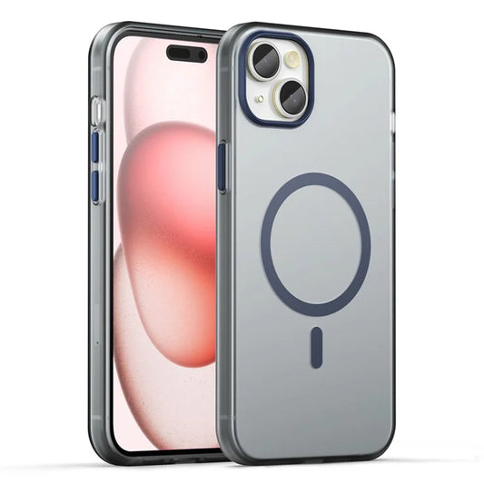 iPhone 15 Magnetic Case Matte Phone Cover Anti-Fingerprint Anti-Scratch - Dark Blue