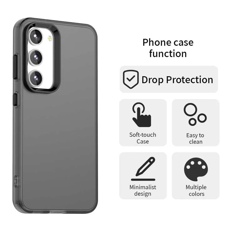 Samsung Galaxy S23 Case PC+TPU+PET Matte Anti-Drop Phone Back Cover - Black