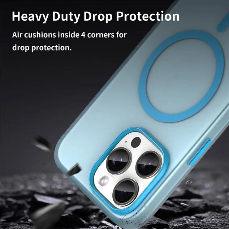 iPhone 15 Pro Case Translucent Matte Back Slim Phone Cover - Blue