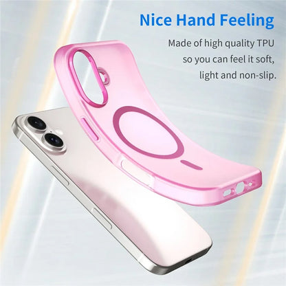iPhone 16 Case Compatible with MagSafe TPU + PC Slim Matte Translucent Phone Cover - Pink