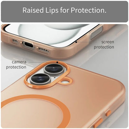 iPhone 16 Case Compatible with MagSafe TPU + PC Slim Matte Translucent Phone Cover - Orange