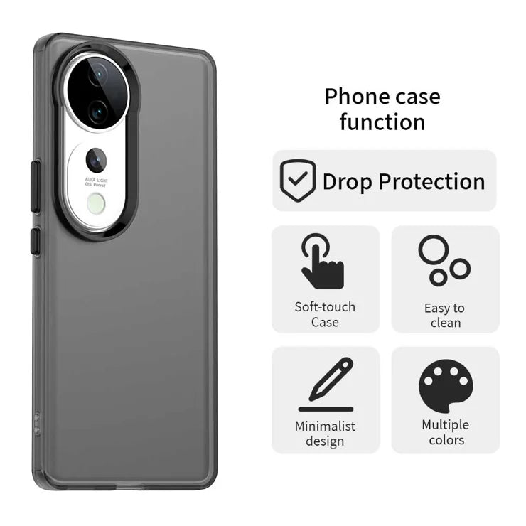 vivo S19 Pro 5G / V40 5G / V40 Pro 5G Case PC+TPU+PET Matte Anti-Drop Phone Back Cover - Black