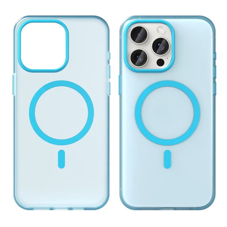 iPhone 15 Pro Case Translucent Matte Back Slim Phone Cover - Blue