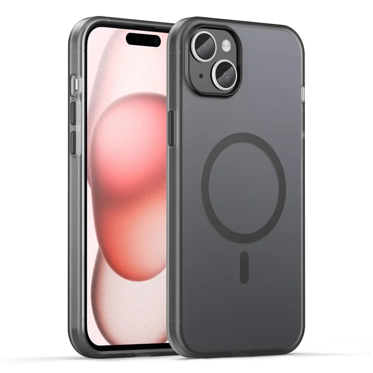 iPhone 15 Magnetic Case Matte Phone Cover Anti-Fingerprint Anti-Scratch - Black