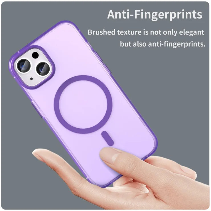 iPhone 14 Translucent Phone Case Matte Design Compatible with MagSafe Wireless Charging - Dark Purple