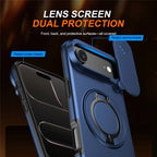 iPhone Air Magnetic Case Ring Kickstand Slide Camera Cover TPU PC Hybrid Phone Shell - Blue
