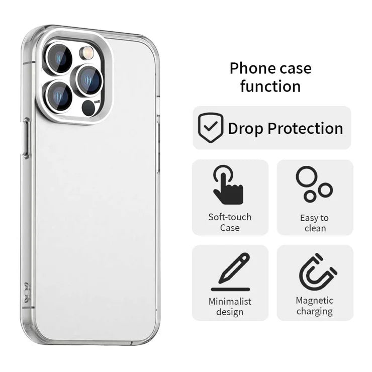 iPhone 15 Pro Max Case PC+TPU+PET Matte Anti-Drop Phone Back Cover - White