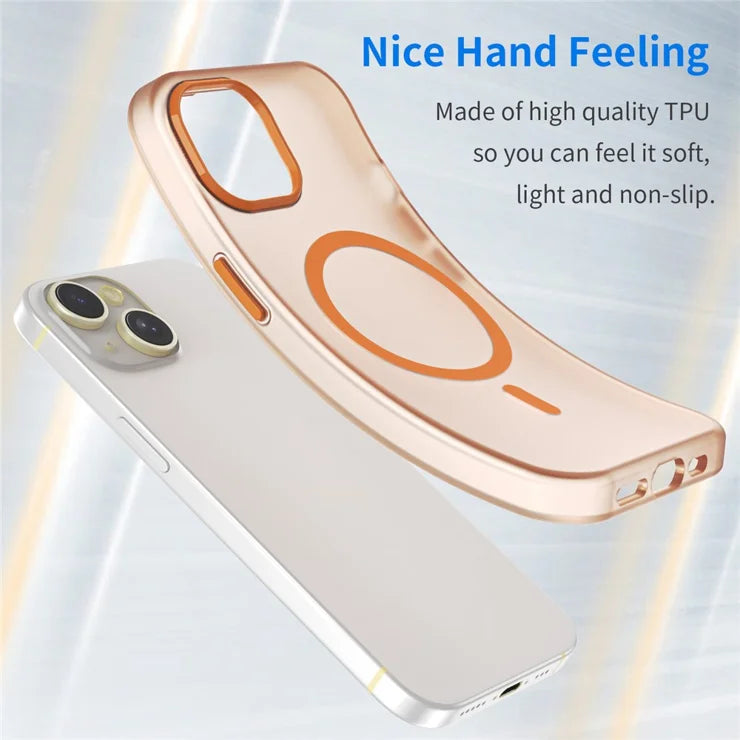iPhone 14 Translucent Phone Case Matte Design Compatible with MagSafe Wireless Charging - Orange