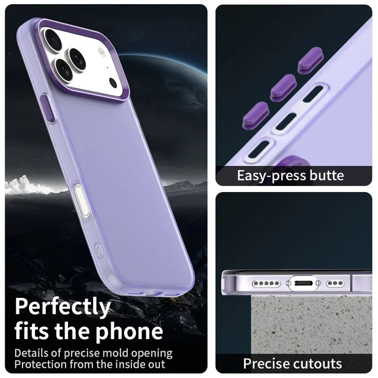 iPhone 17 Pro Case PC + TPU + PET Matte Anti-Drop Phone Back Cover - Purple