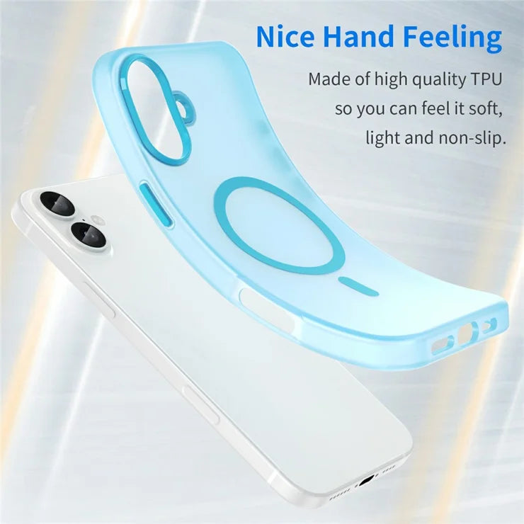 iPhone 16 Plus Case Compatible with MagSafe TPU + PC Slim Matte Translucent Phone Cover - Blue