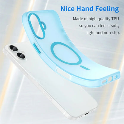 iPhone 16 Plus Case Compatible with MagSafe TPU + PC Slim Matte Translucent Phone Cover - Blue
