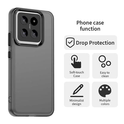 Xiaomi 14 Pro Case PC+TPU+PET Matte Anti-Drop Phone Back Cover - Black