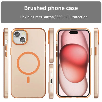 iPhone 15 Plus / 14 Plus Magnetic Case Translucent Matte Anti-Fingerprint Phone Cover - Orange