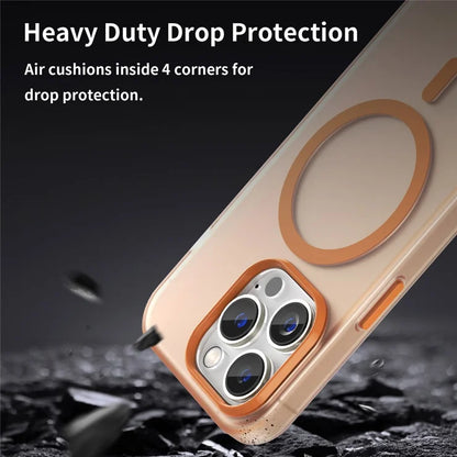 Magnetic Case for iPhone 14 Pro Max Compatible with MagSafe Translucent Matte Back Cover - Orange
