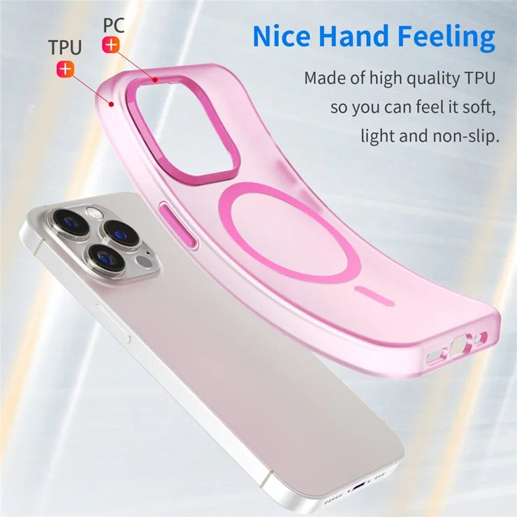 iPhone 14 Pro Translucent Matte Phone Case TPU + PC Anti-Scratch Cover - Pink