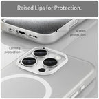 iPhone 16 Pro Case Compatible with MagSafe TPU + PC Slim Matte Translucent Phone Cover - White